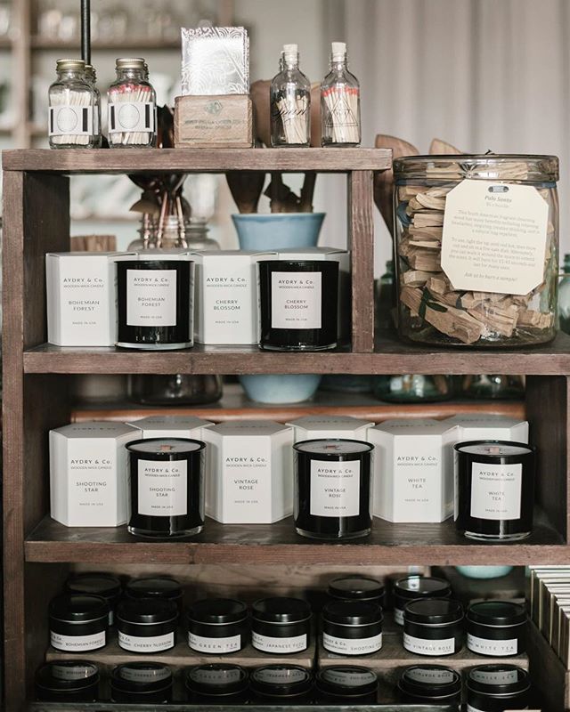 With scents like Bohemian Forest and Vintage Rose, it's easy to see why we're obsessed with our new candles from @aydryandco. The wooden wicks crackle just like a tiny campfire, and what could be better than that on a cold day?