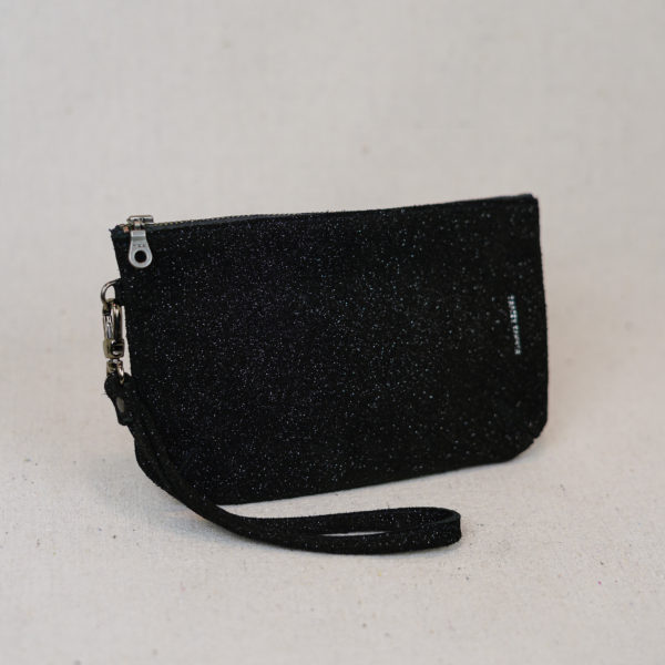 small-black-sparkle-leather-wristlet